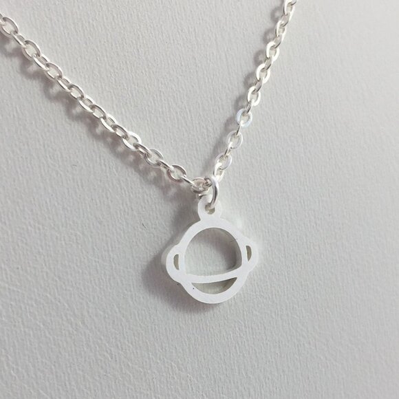 Jewelry - Jewelry necklace pendant with chain UFO alien dainty minimalist silver tone new